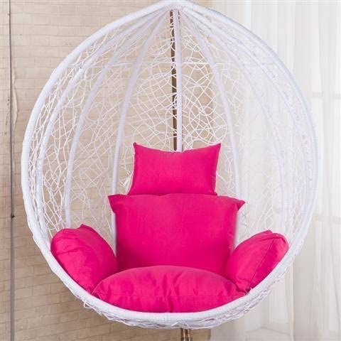 Image of KYNE Microfibre Cushion for Hanging Basket Round Shape Swing Chair Cushions for Outdoor Egg Swing Chair Garden Swing, Seat Padded Pillow Cushion (Pink)