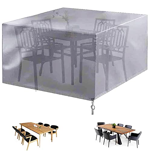 AMZBAI Abdeckung für Gartenmöbel 218x218x90cm Schwerlast 420D Polyester Oxford, Robuste Schutzhülle Multi-Größe Premium Abdeckplane für Gartentische Terrassenmöbel, Silber Cover