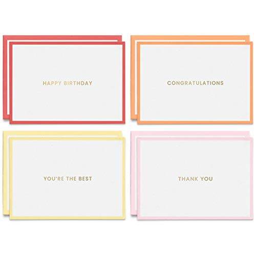 24 Pack Greeting Note Cards Rainbow Colors, Assorted All Occasion- Happy Birthday, Congratulations, Thank You, Get Well Soon, Thinking of You, Sympathy- 4.75 x 3.25 inches, Colorful Envelopes Included