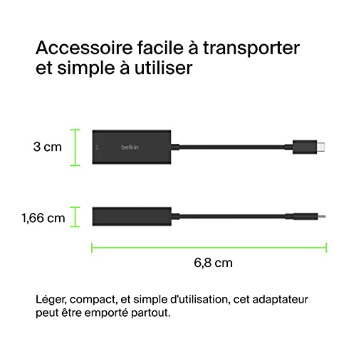 Adaptateur USB-C vers Ethernet Belkin 2.5 Gbps pour MacBook Pro et iPad