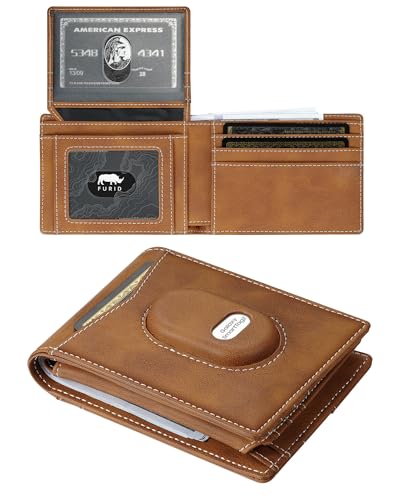 furid Leather Wallet for Samsung Galaxy SmartTag2: Slim Minimalist Wallet Compatible with Samsung Tracker Tag - RFID Blocking Bifold Wallet 2 ID Window