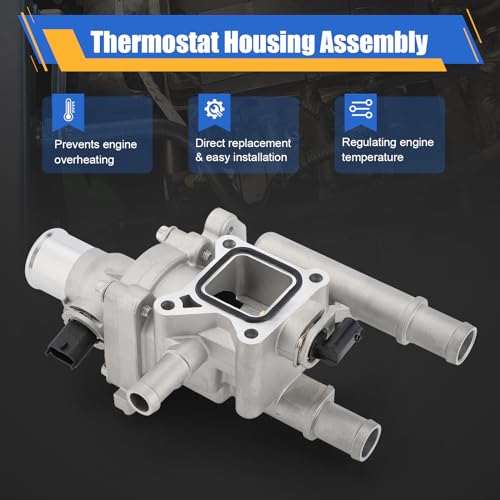 Upgrade Aluminium Thermostat Housing Assembly with Heater Inlet Pipe for Chevrolet Cruze 2011-2016 Sonic 2012-2018 Trax 2013-2020 - Replaces 15-81816 902-033 25192228 55564890 25192904