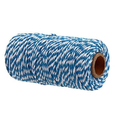 100 m de cuerda de carnicero para manualidades, hilo de 2 mm de algodón de color para panaderos, hilo para cocinar carne en la cocina, envoltura de regalos, manualidades, jardinería, artesanías (Azul)