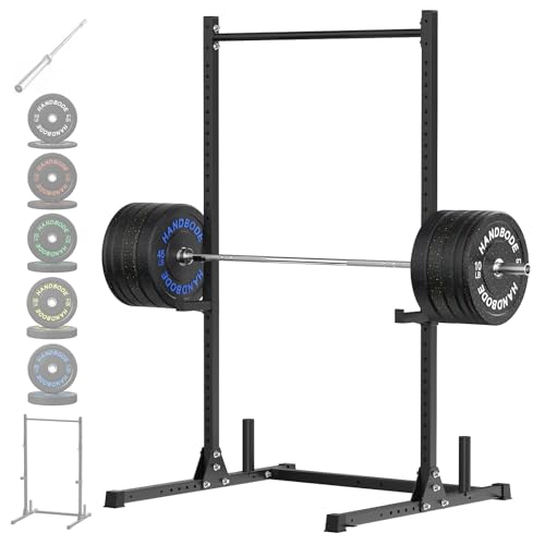 Image of HANDBODE Squat Rack, 7ft Barbell, Weight Plates Set 260 lb, Home Gym Equipment, Silver