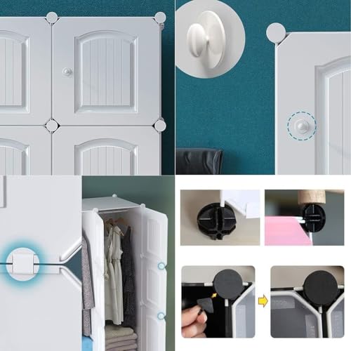 Image of Plastic Wardrobe for Clothes Storage, 8-Door Portable Collapsible Almirah & Cupboard for Bedroom, Baby Wardrobe Cabinet Organizer for Clothes & Toys (White, 8 Door)