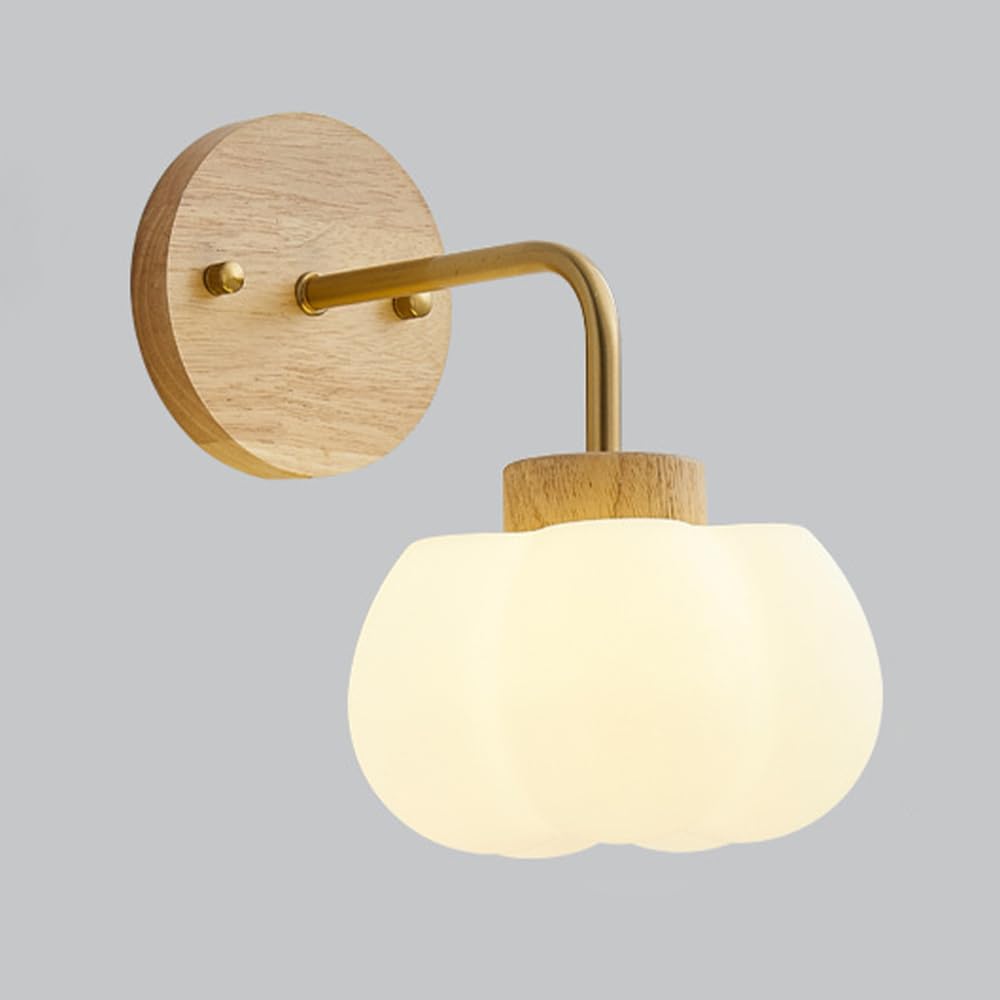 Aplique de pared junto a la cama estilo calabaza medieval para lectura nocturna sin fatiga