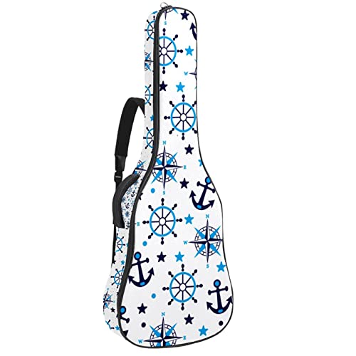 Sac à dos guitare acoustique étanche et rembourré - Motif ancre marine