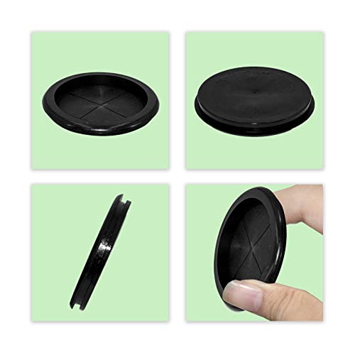 Flyshop Black 45Mm 1-3/4" Rubber Grommet, 38Mm 1-1/2" Id, Hole Grommets Synthetic Rubber Plug Wire Protection Firewall Hole Plug, Round, One-Sided, 4-Pack #TOP5