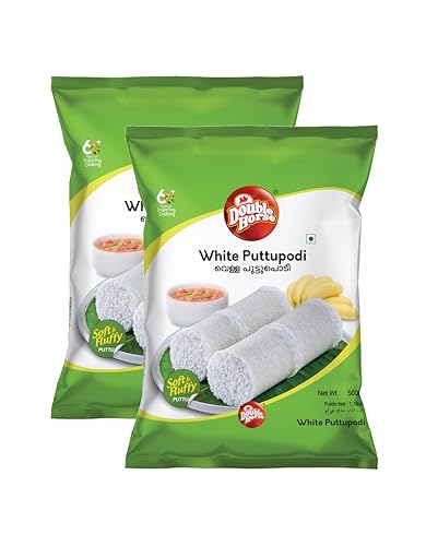 Image of Double Horse Soft & Fluffy White Puttu Podi 500 grams x 2 Pkts |Export Quality | Steamed Puttupodi | Pre Steam Technology