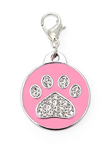 UrbanPup - Colgante para Perro, diseño de Huella con Esmalte Rosa y Diamantes Cover