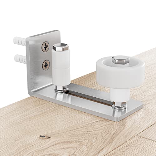 Image of SMARTSTANDARD Sliding Barn Door Floor Guide for Bottom Adjustable Roller - 8 Setup Options for DIYers - Flush Design Bottom Flat Barn Door Floor Guide Stay Roller (Brushed Nickel) 1PCS