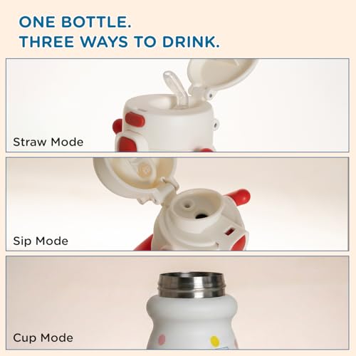 Image of Mee Mee Hydro Flow 500ml Leakproof Insulated Water Bottle for Kids | SS316L Stainless Steel | 24H Cold & 12H Warm | Leakproof Straw Sipper | BPA-Free School Bottle with Strap