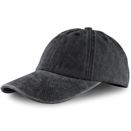Yazikisa - Yazikisa Vintage Washed Plain Baseball Cap for Men Women Adjustable Trucker Hat Classic Soft Cotton Golf Hats Dad Caps Snapback Flat Bill Casual Wear Outdoor Activities Black