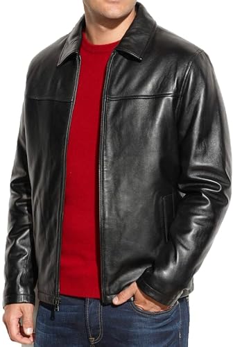 Zulin Men’s Classic Cafe Racer Style Leather | Black | Lambskin Motorcycle Jacket | (3XL)