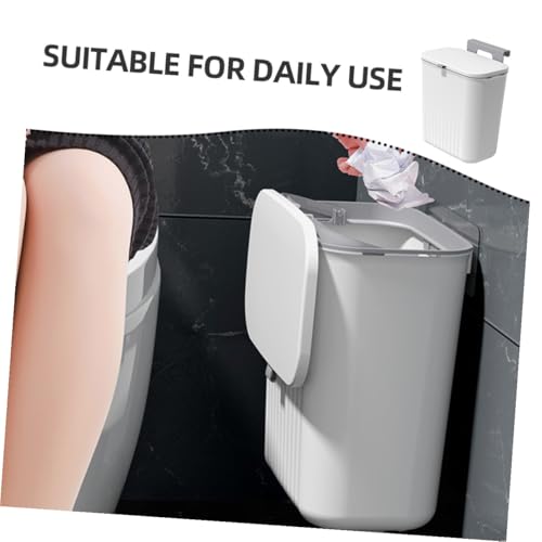 Caneca de basura pequeña para cocina con tapa deslizante e instalación en puerta, color marfil miniatura 3