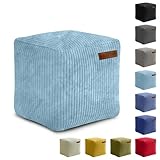 Green Bean Indoor Cord Sitzhocker Pouf Cube 40x40x40cm mit EPS-Perlen Füllung - kuschelig weich waschbar - die ideale Ergänzung zum Sitzsack für Kinder & Erwachsene - Hellblau