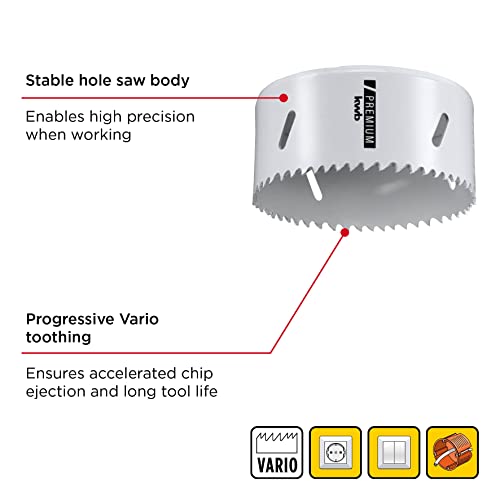 kwb Hss Bi-Metal Hole Saw diameter 92 Mm, 8% Cobalt Alloy With Progressive Vario-toothing and High Precision for Versatile Use - Image 2