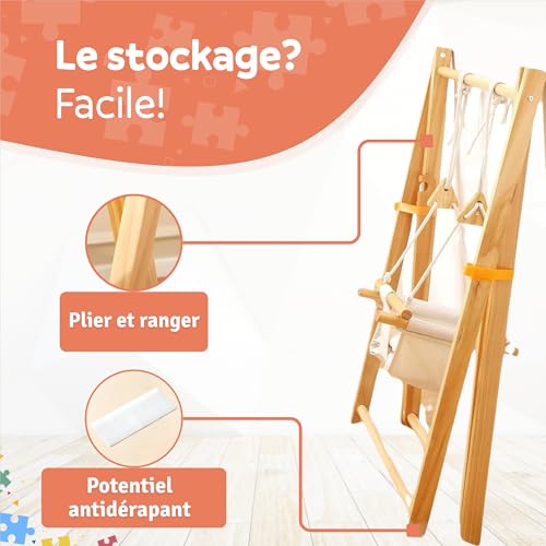 Balançoire en Bois pour bébé avec siège à Bascule Pliable, balancelle évolutive et Chaise à Bascule Enfant, Baby Swing en Bois Naturel Stable et sûr, Jouet bébé pour intérieur et extérieur sécurisé – Image 5