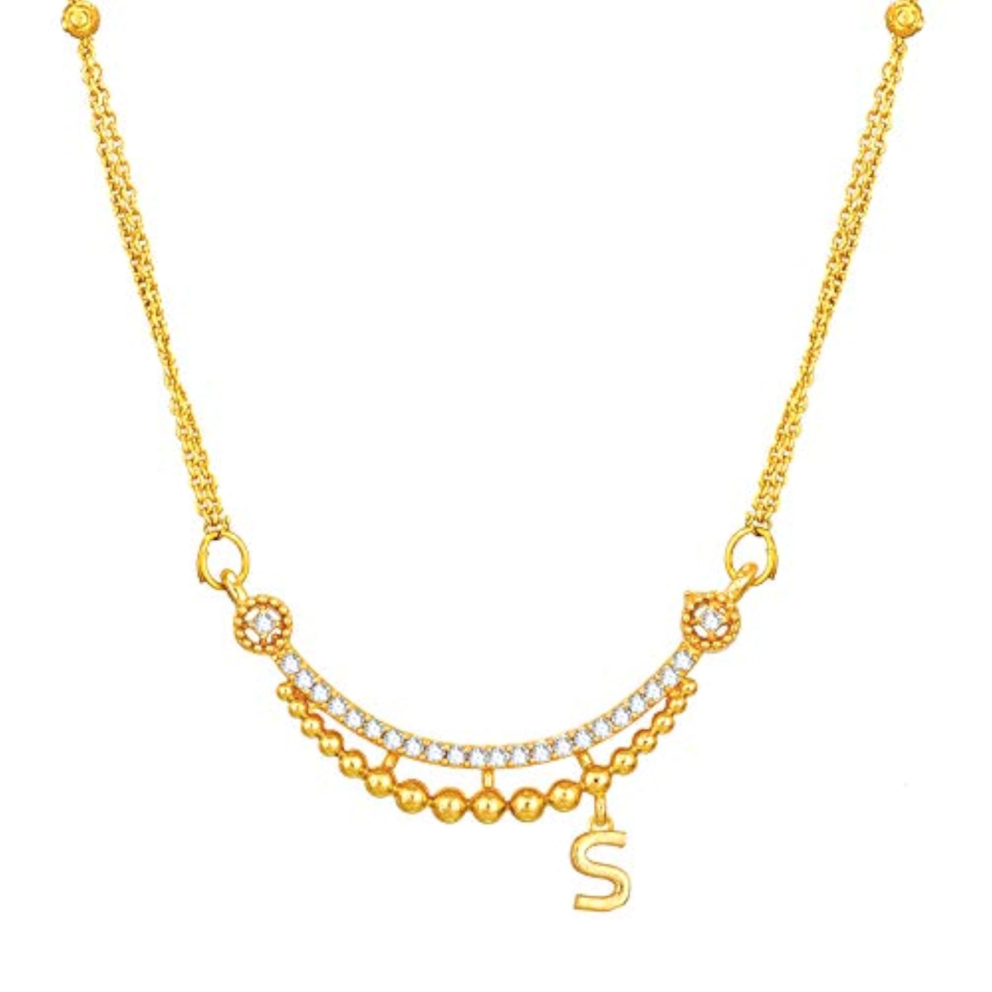 Women's Designer Gold Plated Initial S Letter Mangalsutra