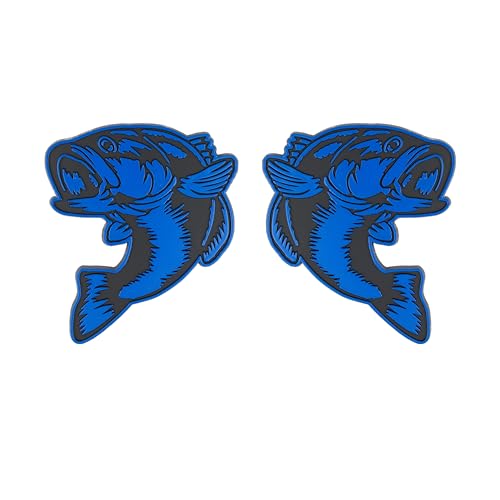 Image of Bass Emblem 3D Fish Badge - Custom Car Sticker for Car, Truck, SUV, Trunk, Hood, Fender - Set of 2 (Blue)