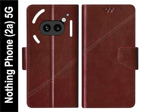Image of SBMS Flip Cover for Nothing Phone (2a) 5G Back Cover Case with Magnatic Closure | Genuine Leather Finish | Inbuilt Stand | Card & Money Pocket (Coffe Brown)