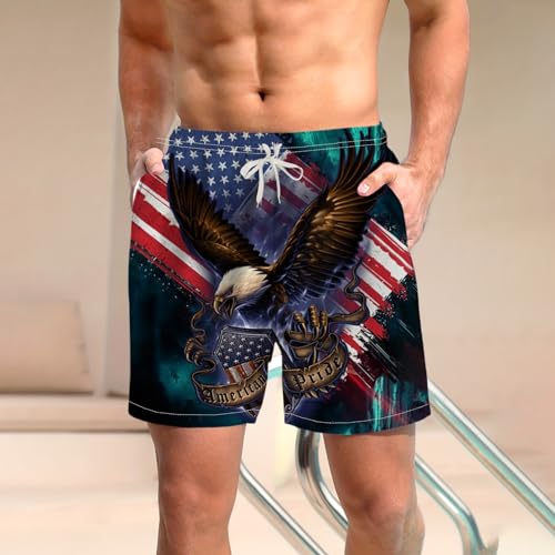 LAOLIUSN Men's Bald Eagle Board Shorts Animal Graphic Beach Shorts2