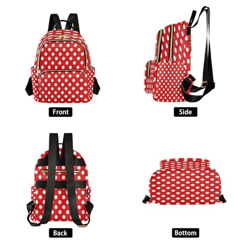 Image of ALAZA White Polka Dot Red Women Backpack Purse Ladies Fashion Shoulder Bag Daypack Travel Bag 10L