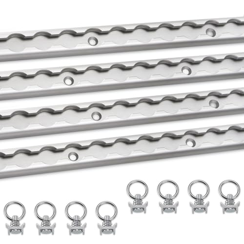 SPARKWHIZ 4pcs 4ft Aluminum L Track Rail with 8pcs Single Stud Fittings L Track Tie Down System for Enclosed Trailer Trucks Vans Pickup