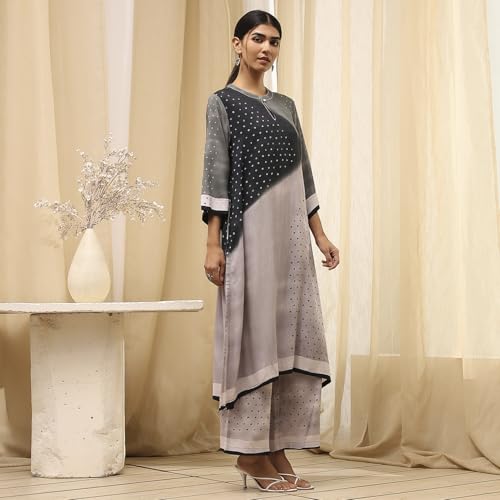 Image of BIBA Women Viscose Rayon Straight Printed Suit Set