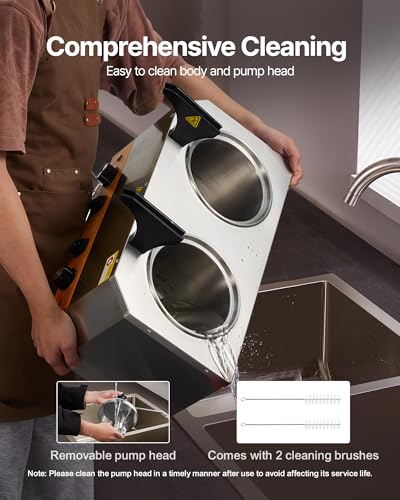 Image of VEVOR Electric Cheese Dispenser with Pumps, 2.4x2 L Commercial Hot Fudge Warmer, Stainless Steel Heated Double Pumps Dispenser, 86-230℉ Temp Adjustable Nacho Cheese Warmer for Fudge Cheese Caramel