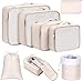 Packing Cubes for Travel, 8Pcs Travel Cubes Set Foldable Suitcase Organizer Lightweight Luggage Storage Bag (Beige)
