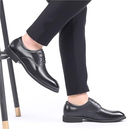 Men's Wide Width Genuine Leather Oxford Dress Shoes Pointed Toe Business Formal Wedding Groom Trendy Black4
