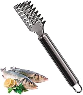 TIJAR Fish Scale Remover, Stainless Steel with Grip Handle Fish Scale Scraper, Fast Cleaning Fish Skin Steel Brush Cleaner Descaler Fish Tools (Stainless_Steel)
