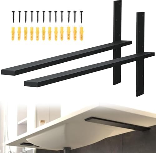 Nisorpa 2PCS T-Shelf Bracket, 24inch Floating Shelf Brackets Heavy Duty Hidden Granite Countertop Support Floating Bracket with 12 Screws and 12 Expansion Screws