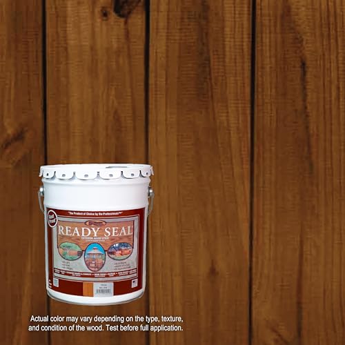 Image of Ready Seal Exterior Wood Stain | Semi-Transparent Oil-Based Formula | Professional Grade Stain and Sealer in One | Ideal for Decks, Fences, Pergolas, Wood Siding & More | 5 Gallon | Pecan