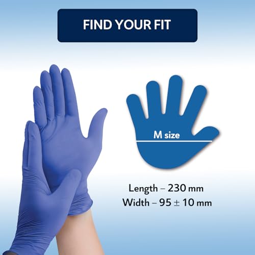 Image of QUARANT Nitrile Disposable Hand Gloves (Medium, Blue, Pack of 100) Powder Free, Food Grade, Latex Free, Ideal for Protection, Cleaning & Handling