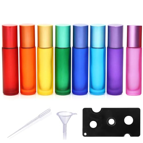 Frogetu 8 Piezas 10ML Botellas Roll On Cristal,Roll On Aceites...