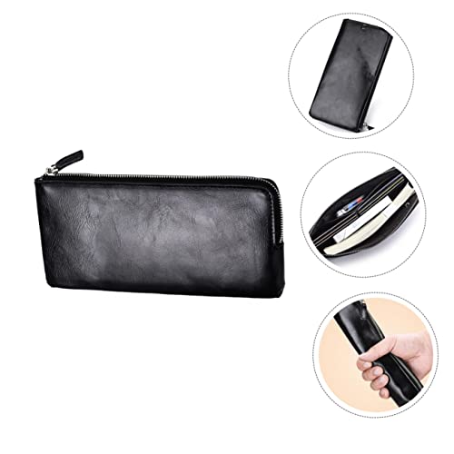 Long Men Wallet Black Soft Leather Zipper Clutch Multi Functional Credit Card Holder with Cash and Phone Storage for Office Party Use3