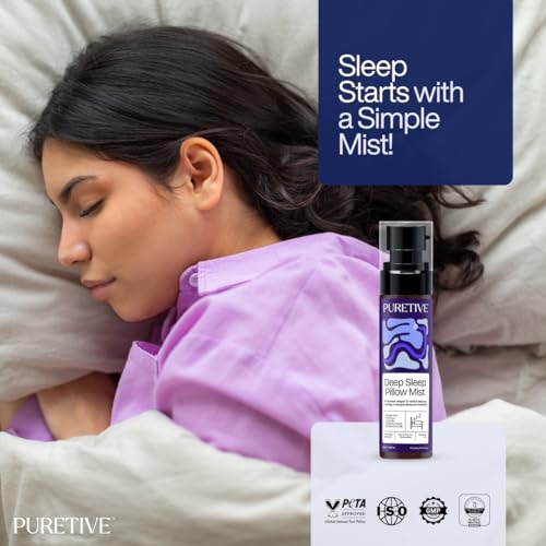 Image of PURETIVE Deep Sleep Pillow Mist | Sleep Mist | Body+Linen+Room | 100% Pure with Essential Oil | Reduce Tension & Restless Sleep | Promotes Restful & rejuvenating sleep | 100ml