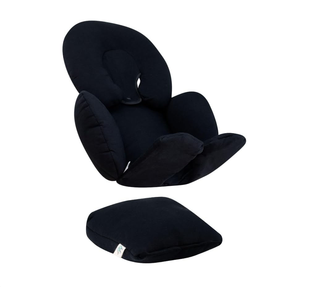 JYOKO Kids Reductor Universal Bebé 2 Piezas, Algodón Orgánico, para Cochecito Y Silla De Coche Grupo 0, Hecho En Barcelona – Soporte De Cabeza Y Cuerpo – Black Series — view 27