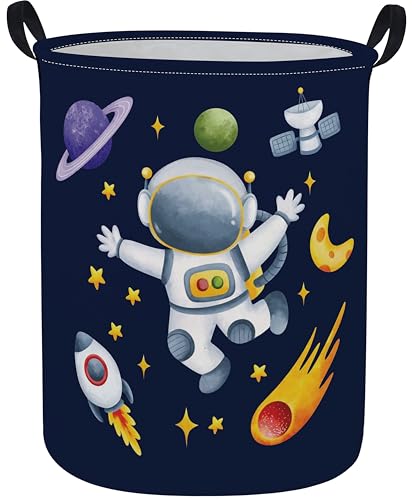 Image of ESSME Laundry Basket,Space Hamper Collapsible Canvas Waterproof Storage Bin, Nursery Hamper,Gift Baskets,(Astronaut)