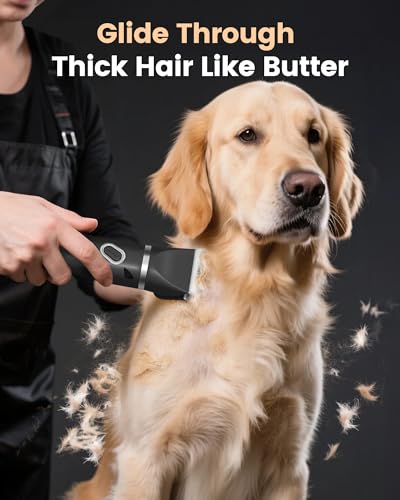 Image of 4 in 1 Dog Clippers for Grooming Thick Hair, 2000mAh Heavy Duty Dog Grooming Kit, 2-Speed Low Noise Dog Paw Trimmer with Nail Grinder for Body, Paws, Nail, Face, Ears, Legs