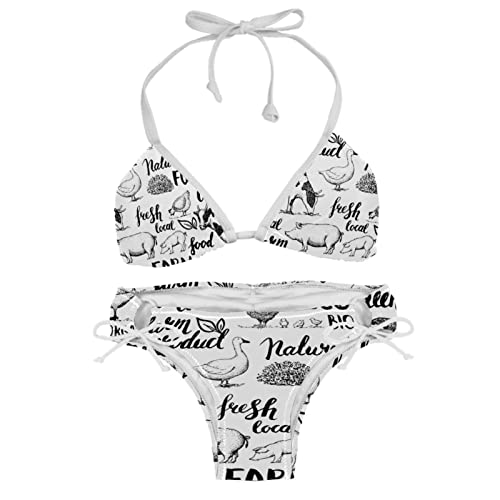 Ensemble bikini animaux de la ferme maillot de bain plage femme multicolore L