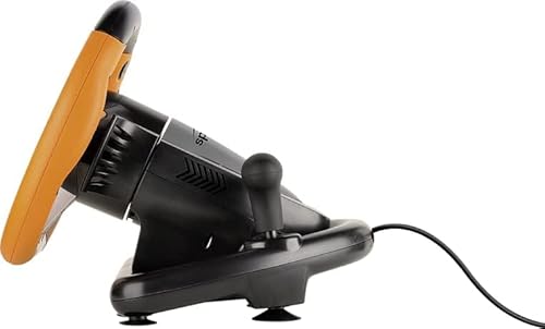 DRIFT OZ Racing Wheel - Volante da gioco USB per PC/computer, pedali per gas e freno, colore nero-arancione - Controller - Immagine 6