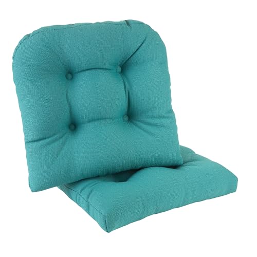 Klear Vu Gripper Overstuffed Universal Non-Slip Dining Chair Cushions for Kitchen Decor or Office Use, U-Shaped Skid-Proof Seat Pad, 15x15 Inches, 2 Count (Pack of 1), Solid Teal Blue