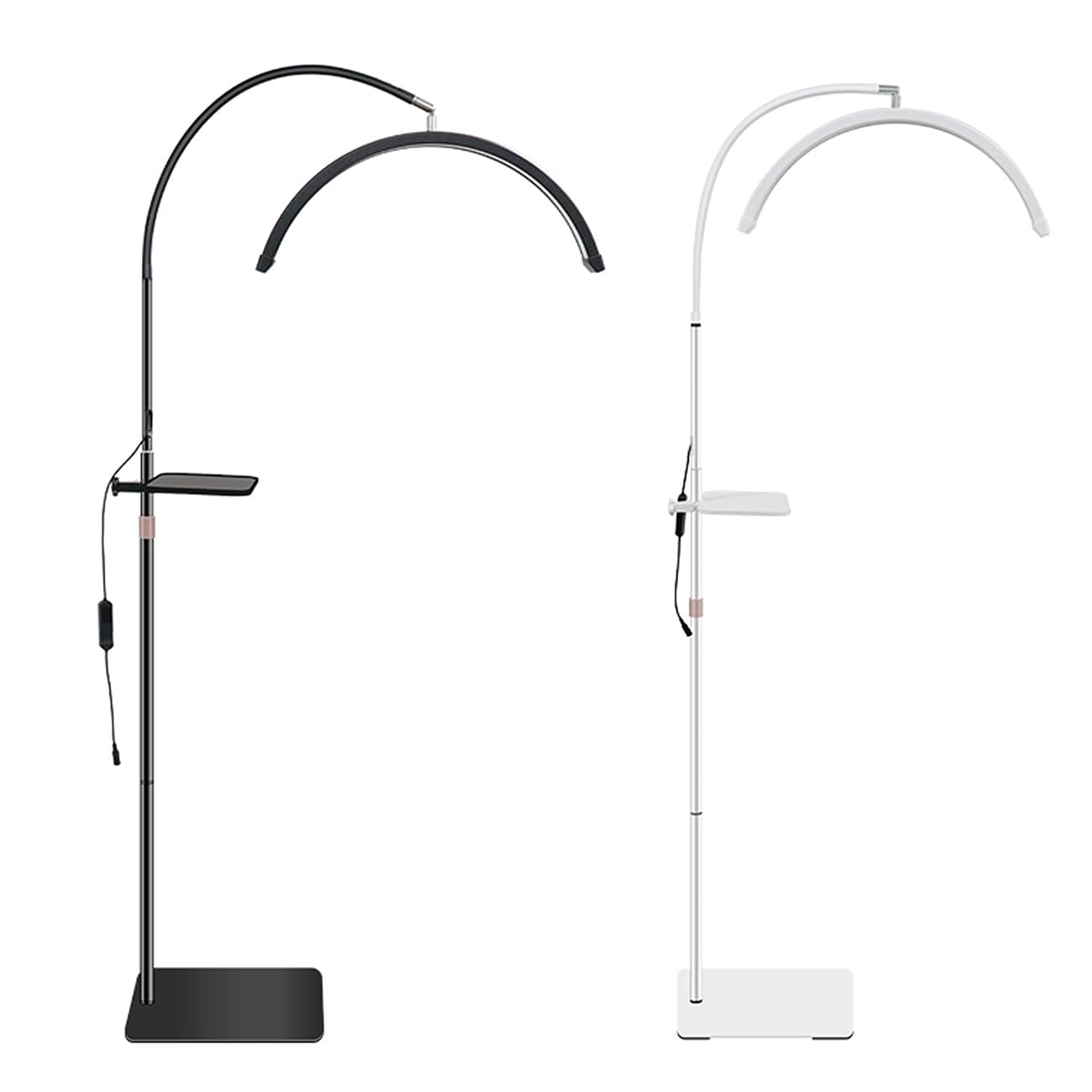 ayex LED Beauty Lampe dimmbar höhenverstellbar U-Bogen Stehlampe mit Ablage Kosmetik Tattoo wimpern weiß 36W