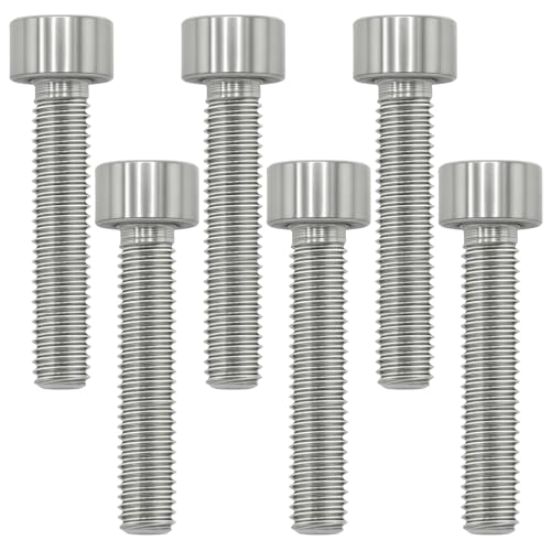 Image of Titanium Bolts M5x25, Natural Color, 6PC | Lightweight Hex Socket Screws, MTB /Road Bike /Motorcycle, Corrosion Resistant, Marine Grade Fasteners