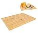 Tabla de Cortar para Cocina de Bambu 28x20cm, Tabla Grande para Cortar Alimentos, Tabla de Cortar Pan y Embutido Antideslizante, Bandeja de Cortar Resistente e Higienica