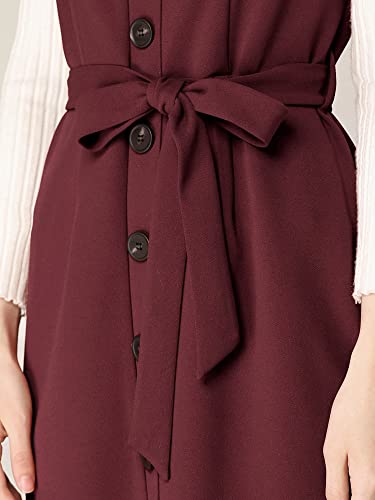 Allegra K Women's Classic Button Front Slim Fit Sleeveless Tie Waist Pinafore Overall Dress Medium Burgundy #TOP5