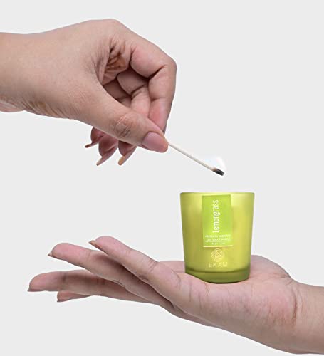 Image of EKAM Lemongrass Votive Soy Wax Scented Candle, 40 Grams, 10 Hours Burn Time| Long Lasting Premium Candles | Ideal for Home Decor | Gifting & Aromatherapy (Pack of 9)